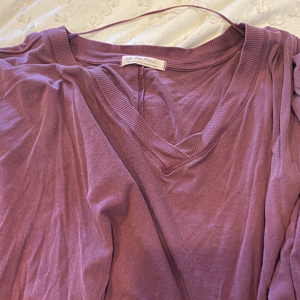 Free People Purple V-Neck Women's Top